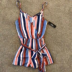 Lulus Angelene blue and orange romper.